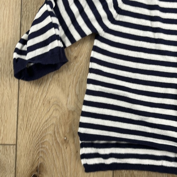 Mayoral Navy Blue & White Striped Sweater with Sequin Bow Detail - Picture 3 of 6